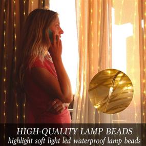 img 1 attached to 200 LED Battery Operated Curtain String Lights with Remote - Waterproof 🌟 and Timer Function - Ideal for Wedding Backdrops and Bedroom Decor - Warm White