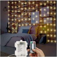 200 led battery operated curtain string lights with remote - waterproof 🌟 and timer function - ideal for wedding backdrops and bedroom decor - warm white logo