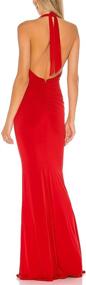 img 2 attached to 👗 Off Shoulder High Split Long Formal Party Dress for Women - Sexy Deep V Neck Ruched Halter Maxi Dress, Backless Evening Gown - RC19