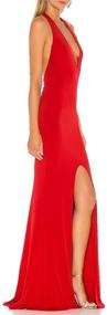 img 3 attached to 👗 Off Shoulder High Split Long Formal Party Dress for Women - Sexy Deep V Neck Ruched Halter Maxi Dress, Backless Evening Gown - RC19