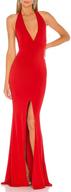 👗 off shoulder high split long formal party dress for women - sexy deep v neck ruched halter maxi dress, backless evening gown - rc19 logo