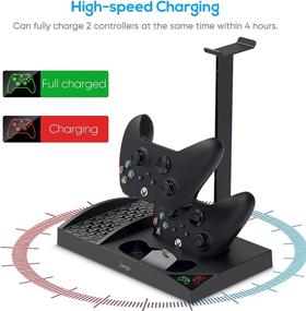 img 3 attached to Enhanced Vertical Cooling Fan Stand for Xbox Series S, Cooler Fan System with Dual Controller Charging Dock, 2 x 1400mAh Rechargeable Battery Pack, and Headphone Bracket - Black