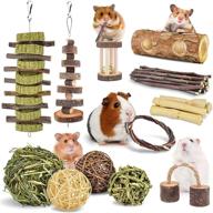 🐹 erkoon 12 pack hamster chew toys: natural wooden dumbbells, exercise bells, and teeth care molar toys for small pets logo