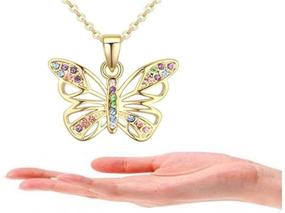 img 1 attached to 🦋 Girls' Jewelry: Multi-Colored Crystal Butterfly Pendant Necklace