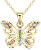 🦋 girls' jewelry: multi-colored crystal butterfly pendant necklace logo