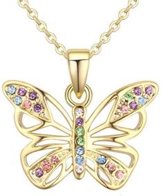 img 4 attached to 🦋 Girls' Jewelry: Multi-Colored Crystal Butterfly Pendant Necklace