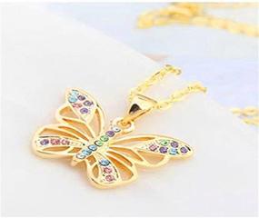 img 2 attached to 🦋 Girls' Jewelry: Multi-Colored Crystal Butterfly Pendant Necklace