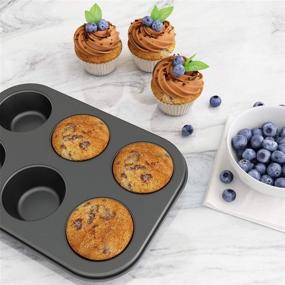 img 1 attached to 🧁 Великолепная неонависающая посуда для выпечки: дядя Джек идеальные результаты Форма для кексов и капкейков на 6 чашек, набор из 3