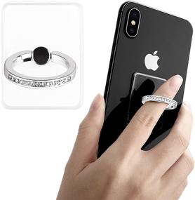 img 4 attached to Tomorotec 3 Pack Transparent Phone Ring with Diamond - Enhanced Grip and Stand for iPhone, Galaxy (Silver)