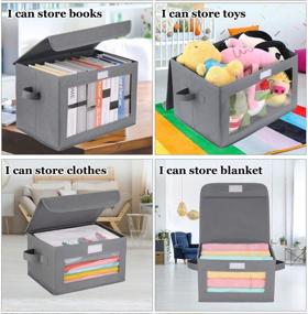 img 2 attached to 4-Pack DIMJ Storage Bins with Flip-top Lids and Clear Window - Collapsible 📦 Fabric Organizer Boxes for Clothes, Toys, Books, Closet, Shelves, Kids Room, Office, in Dark Grey
