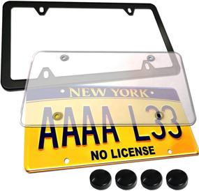 img 2 attached to 🚗 Clear License Plate Cover and Black Aluminum Car Tag Holder Combo with Heavy-Duty Mount Screw – Unbreakable Protector for US Universal Front or Rear Bracket