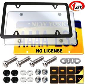 img 4 attached to 🚗 Clear License Plate Cover and Black Aluminum Car Tag Holder Combo with Heavy-Duty Mount Screw – Unbreakable Protector for US Universal Front or Rear Bracket