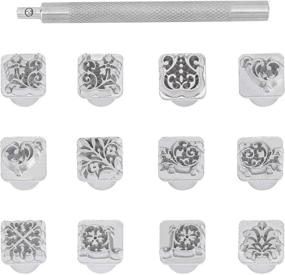 img 4 attached to PH PandaHall 12pcs 10mm Zinc Alloy Flower Pattern Stamps Punch Set Tool with 1pc Handle for Leather Craft, Belt, Bag, DIY Jewelry Making, and Marking - 12 Shapes