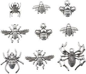 img 4 attached to 🦋 Exquisite 42PCS Antique Silver Plated Insect Charms Jewelry Set – Perfect for Bracelets, Necklaces, and DIY Crafting