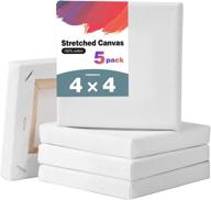 🎨 ozazuco stretched canvas for painting - pack of 5, 4x4 inch, white blank canvas, 100% cotton, primed, art supplies for acrylics, oil painting, diy wall decor logo