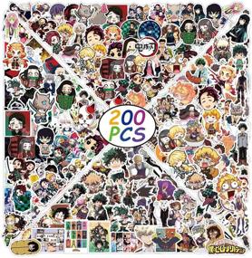 img 4 attached to 🎁 200 Mixed Anime Stickers - Cartoon Decals for Laptop, Notebook, Water Bottle, Luggage. Perfect Gifts for Kids, Men, Women, Teens, and Adults