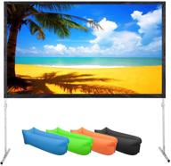🎬 wasjoye 120 inch 16:9 hd 4k pvc projector screen with stand: perfect for outdoor & indoor home theater backyard movie, complete with inflatable sofa logo