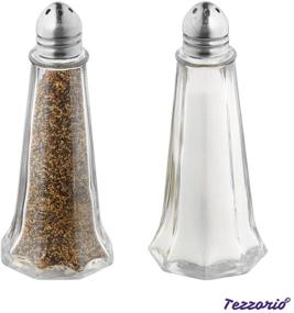 img 1 attached to 🧂 Tezzorio Tower Salt and Pepper Shakers - Set of 2, 1 oz. Mini Glass Shakers for Restaurants