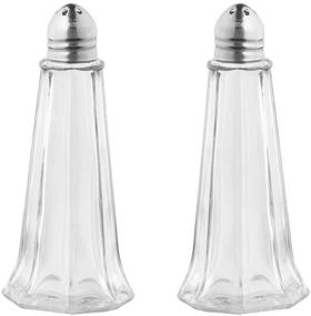 img 4 attached to 🧂 Tezzorio Tower Salt and Pepper Shakers - Set of 2, 1 oz. Mini Glass Shakers for Restaurants