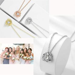 img 3 attached to 💖 DHQH Love Knot Bridesmaids Necklace: Stunning 14K Gold Plated Bridesmaid Proposal Gift Set of 1/6