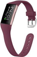 ✨ тонкие мягкие силиконовые спортивные браслеты geak для браслетов fitbit charge 3/charge 4 - совместимы с браслетами fitbit charge 4/charge 3 для женщин и мужчин - небольшой размер - бордовый логотип