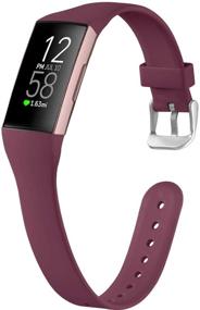 img 4 attached to ✨ Тонкие мягкие силиконовые спортивные браслеты GEAK для браслетов Fitbit Charge 3/Charge 4 - Совместимы с браслетами Fitbit Charge 4/Charge 3 для женщин и мужчин - Небольшой размер - Бордовый