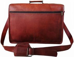 img 2 attached to 👜 Handmade Leather Travel Messenger Bag - Vintage 18 Inch Office Crossbody Laptop Briefcase for Men and Women, Ideal for College and Business