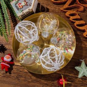 img 1 attached to 🎄 MELOKI 24Pcs Shatterproof Christmas Balls Set: Clear Plastic Ornaments with Delicate Decorations for Xmas Tree Holiday Wedding Party - Iridescent Shine