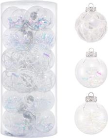 img 4 attached to 🎄 MELOKI 24Pcs Shatterproof Christmas Balls Set: Clear Plastic Ornaments with Delicate Decorations for Xmas Tree Holiday Wedding Party - Iridescent Shine