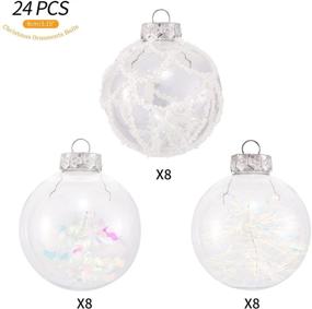 img 3 attached to 🎄 MELOKI 24Pcs Shatterproof Christmas Balls Set: Clear Plastic Ornaments with Delicate Decorations for Xmas Tree Holiday Wedding Party - Iridescent Shine