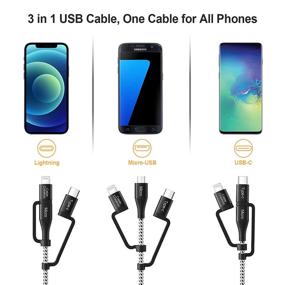 img 3 attached to 📱 CableCreation 4FT Multi Charging Cable, MFi Certified 3 in 1 Lightning/USB-C/Micro USB Cable, Braided USB Charge Data Sync Cord for iPhone, iPad, Samsung, Pixel, Android Cellphone & Tablet, and More
