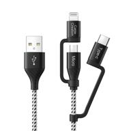 📱 cablecreation 4ft multi charging cable, mfi certified 3 in 1 lightning/usb-c/micro usb cable, braided usb charge data sync cord for iphone, ipad, samsung, pixel, android cellphone & tablet, and more logo