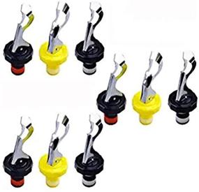 img 1 attached to 🍾 Oopsu 9 PCS Expanding Bottle Stopper Set: Flip Top Wine & Bar Stoppers for Airtight Seal - Black & Red, Black & White, Yellow & White