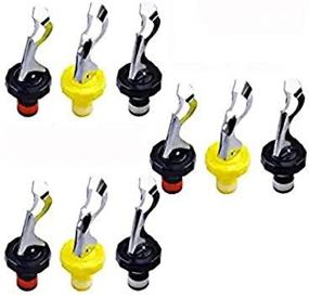 img 2 attached to 🍾 Oopsu 9 PCS Expanding Bottle Stopper Set: Flip Top Wine & Bar Stoppers for Airtight Seal - Black & Red, Black & White, Yellow & White