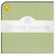 🔒 swaddledesigns ultimate winter swaddle, x-large receiving blanket, made in usa, premium cotton flannel, lime green and brown polka dot design (победитель премии "выбор мамы"), 42" x 42", sd-014lm логотип