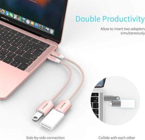 img 2 attached to LENTION USB C to USB 3.0 Adapter [2-Pack], Type C Male to USB 3.0 Female OTG Converter Compatible with 2020-2016 MacBook Pro, New iPad Pro/Mac Air/Surface, Chromebook, Phone/Tablet (CB-C6-2P, Rose Gold)