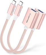 lention usb c to usb 3.0 adapter [2-pack], type c male to usb 3.0 female otg converter compatible with 2020-2016 macbook pro, new ipad pro/mac air/surface, chromebook, phone/tablet (cb-c6-2p, rose gold) logo