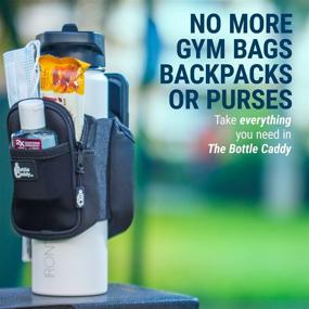 img 2 attached to 👜 Bottle Caddy: Gym Water Bottle Pouch with Zipper Side Storage Pockets for Cards, Keys, Phone, or Wallet