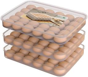 img 4 attached to 🥚 Efficient 90 Egg Holder for Refrigerator - SILIVO Deviled Egg Tray set of 3, with Lid, Container, & Organizer - 30 Egg Tray x 3 Pack