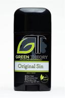 green theory original sin probiotic deodorant - men's daily wear collection, aluminum-free, non-toxic, pink grapefruit, fir needle, black pepper, solid 2.65oz logo