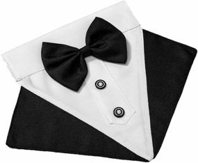 img 1 attached to Black Bow Tie Dog Collar and Leash Set - Formal Tuxedo Bandana for Wedding, Birthday, Dress-up, and Cosplay