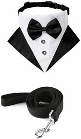 img 4 attached to Black Bow Tie Dog Collar and Leash Set - Formal Tuxedo Bandana for Wedding, Birthday, Dress-up, and Cosplay