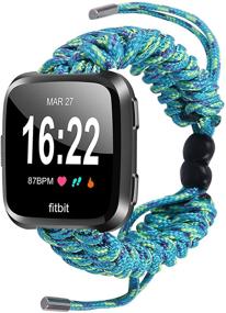 img 4 attached to 👫 FitTurn Compatible with Fitbit Versa 2 Bands Women Men: Woven Nylon Friendship Rope: Your Ideal Outdoor Survival Weave!