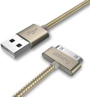 🔌 imkey apple certified 6.5 футов 30-контактный usb-кабель для синхронизации и зарядки iphone 4/4s, ipad 1/2/3, ipod - (золотой) - надежное и быстрое решение для зарядки логотип