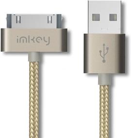 img 2 attached to 🔌 IMKEY Apple Certified 6.5 футов 30-контактный USB-кабель для синхронизации и зарядки iPhone 4/4S, iPad 1/2/3, iPod - (Золотой) - Надежное и быстрое решение для зарядки