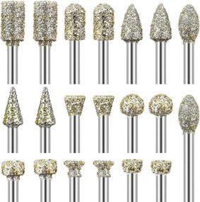 img 4 attached to Premium Diamond Grinding Burr Drill Bit Set for Stone Carving - 20 PCS Universal Fitment Rotary Tool Accessories with 1/8 Inch Shank - Perfect for DIY Grinding, Polishing, Engraving & More