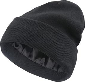 img 3 attached to Naivlizer Winter Knit Beanie for Women 😍 - Satin Lined Cable Thick Chunky Cap Cuff Beanie