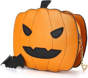 img 3 attached to 🎃 Ondeam Halloween Pumpkin Shoulder Bag with Bat Ornament - Fashionable PU Purses for Women and Girls