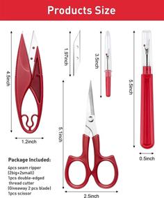 img 3 attached to 🧵 Seam Ripper and Thread Remover Kit for Sewing - Zoe Sunny 6PCS Upgrade Set with 2 Large and 2 Small Seam Rippers, 1 Sewing Trimming Scissor Nipper Tool, 1Pack 5” Scissor - Better SEO