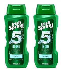 img 4 attached to Irish Spring 5-in-1 Shampoo, Conditioner, Body Wash, Face Wash and Deodorizer - Pack of 2, 18 oz